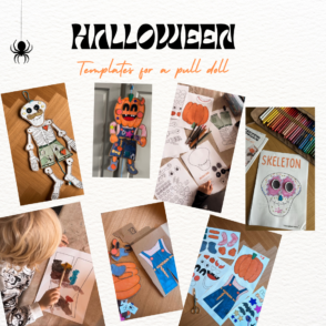 Halloween trekpop knutselen craft pompoen skeleton kids